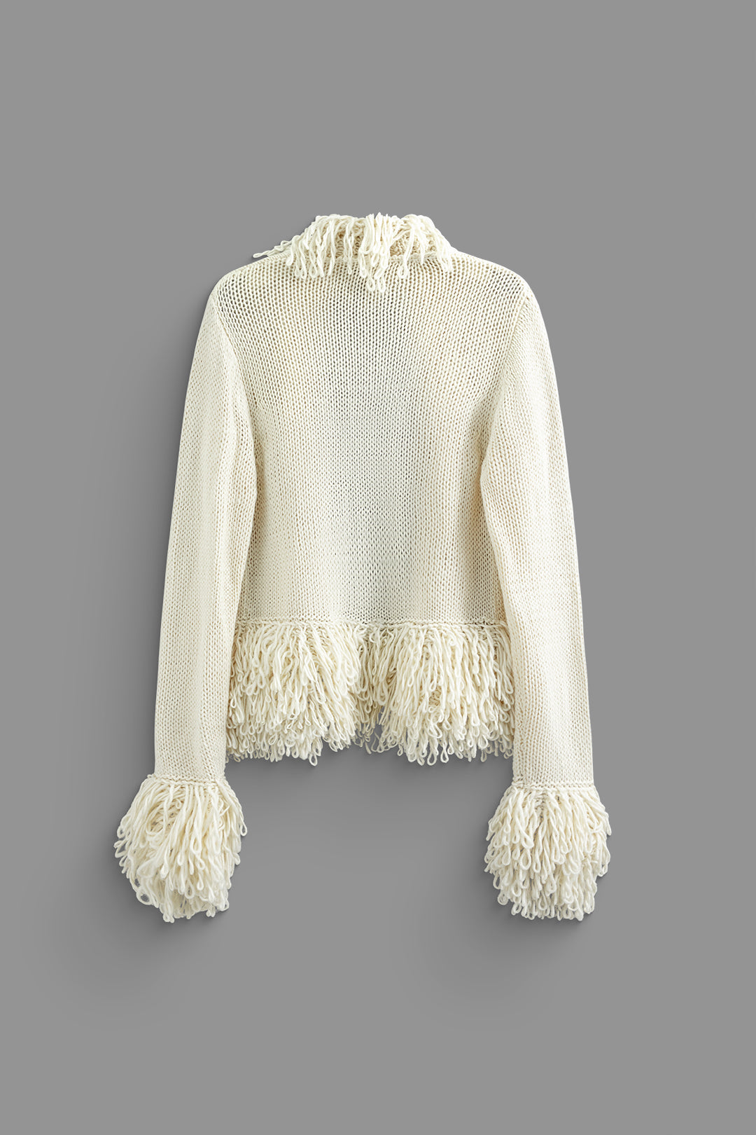 Fringe Trim Knit Cardigan - Y2K Aesthetic Cozy Layering Piece for Cute Outfits