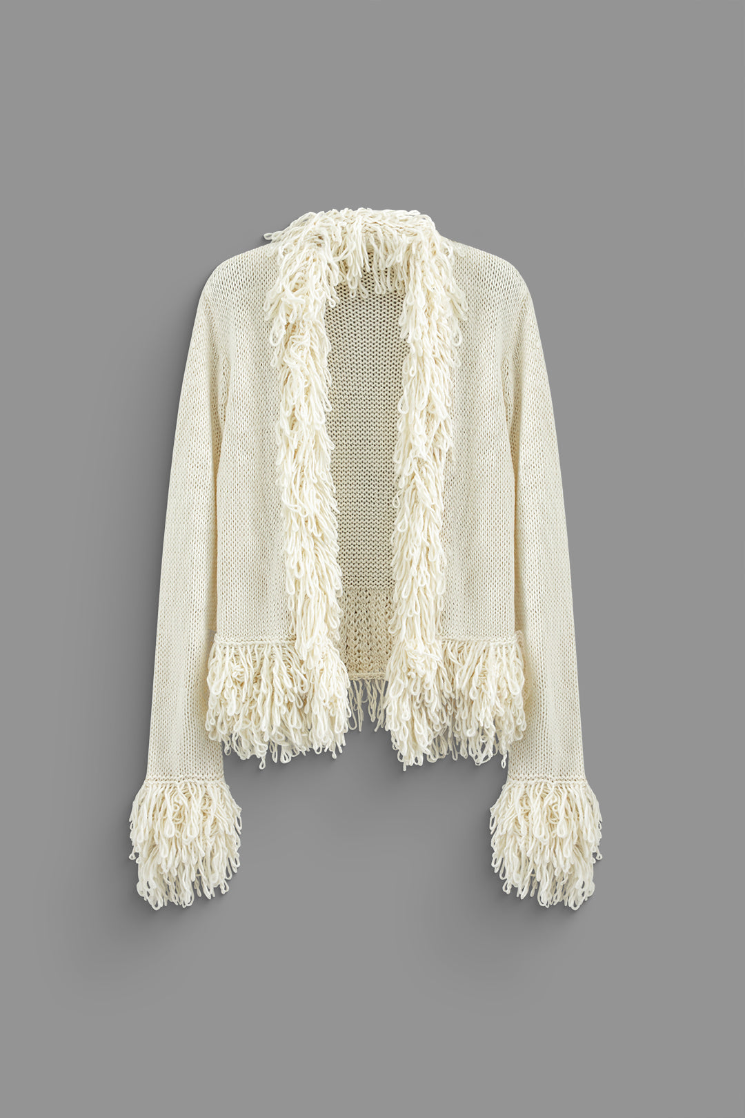 Fringe Trim Knit Cardigan - Y2K Aesthetic Cozy Layering Piece for Cute Outfits