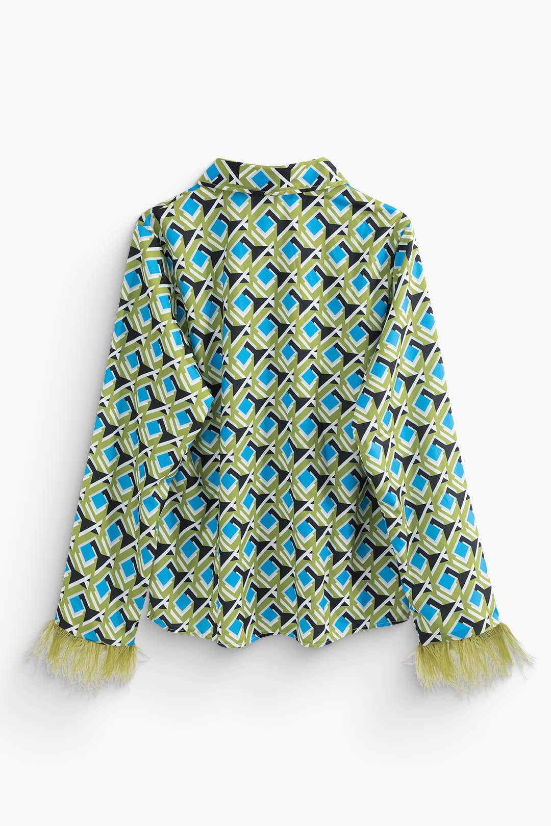 Geometric Print Fringe Cuff Top and Straight Leg Pants Set for Y2K Aesthetic Outfits Geometric Print Fringe Cuff Top and Straight Leg Pants Set for Y2K Aesthetic Outfits