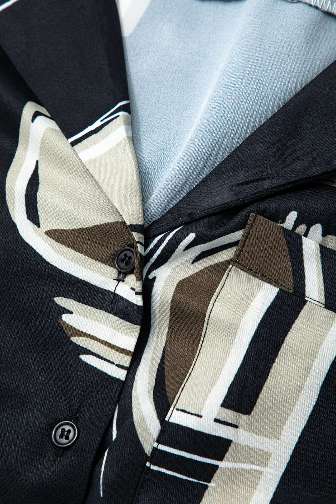 Geometric Print Notched Lapel Pocket Shirt - Y2K Aesthetic Chic for Trendy Outfits Geometric Print Notched Lapel Pocket Shirt - Y2K Aesthetic Chic for Trendy Outfits