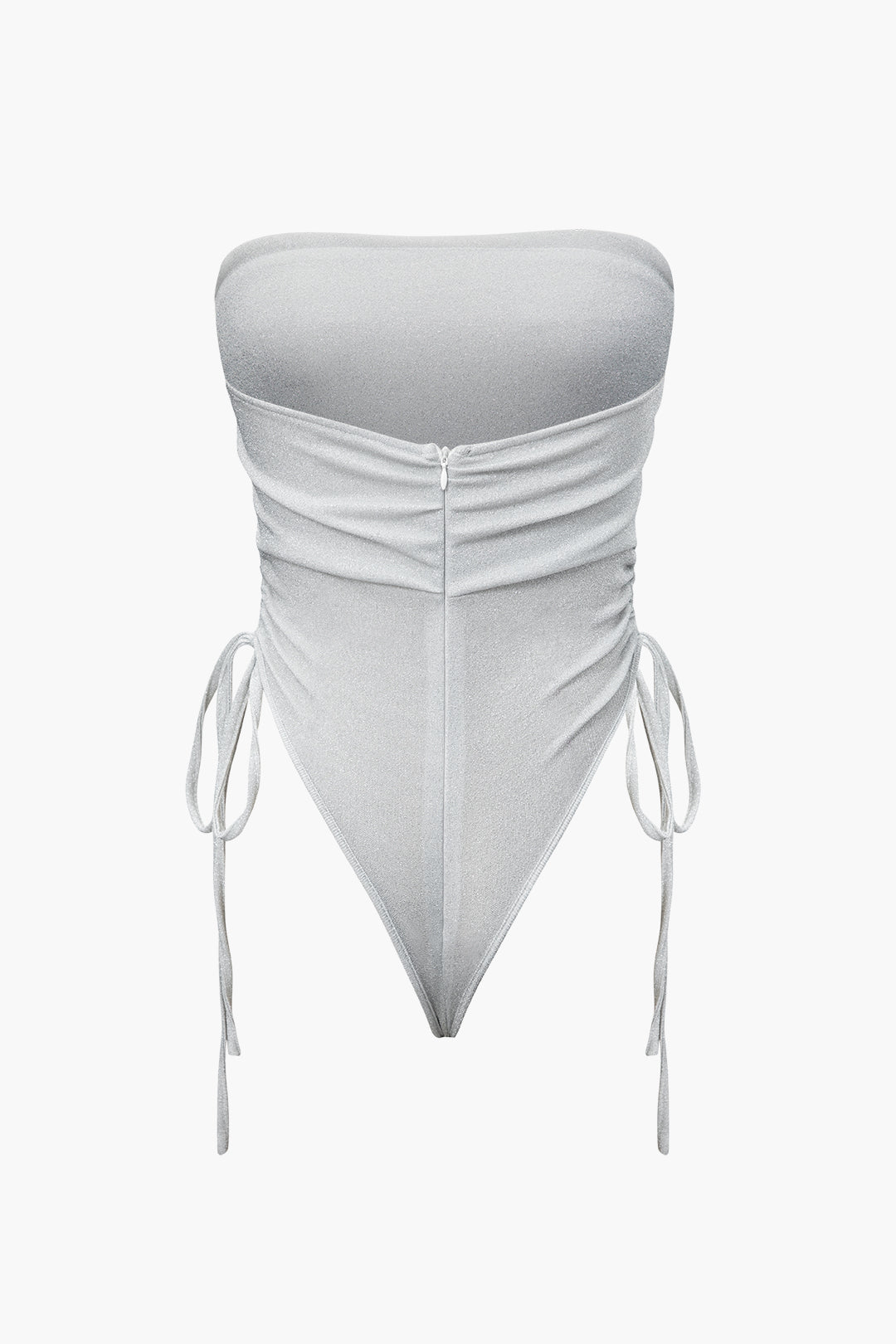 Glitter Ruched Tie Zipper Tube Bodysuit & Mini Skirt Set for Y2K Aesthetic Outfits Glitter Ruched Tie Zipper Tube Bodysuit & Mini Skirt Set for Y2K Aesthetic Outfits