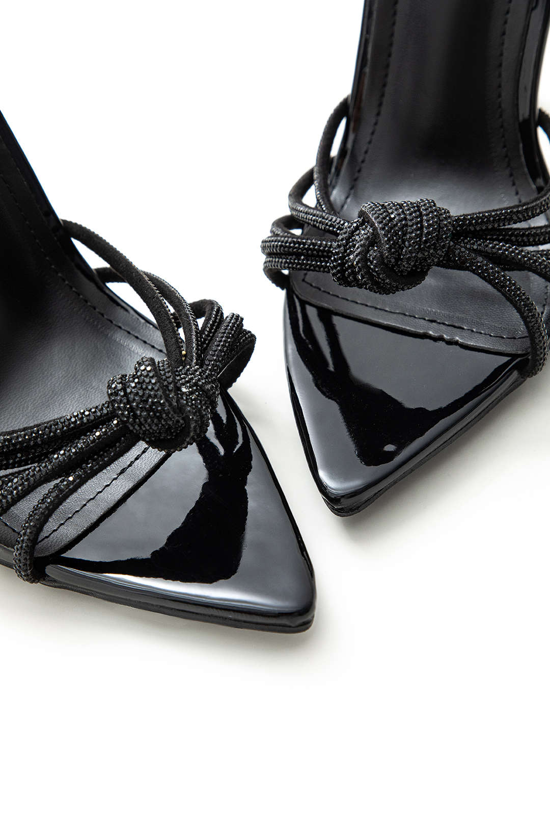 Glittery Knotted Strap Open Pointed-Toe Ankle-Strap High Heeled Sandals for Y2K Style Glittery Knotted Strap Open Pointed-Toe Ankle-Strap High Heeled Sandals for Y2K Style