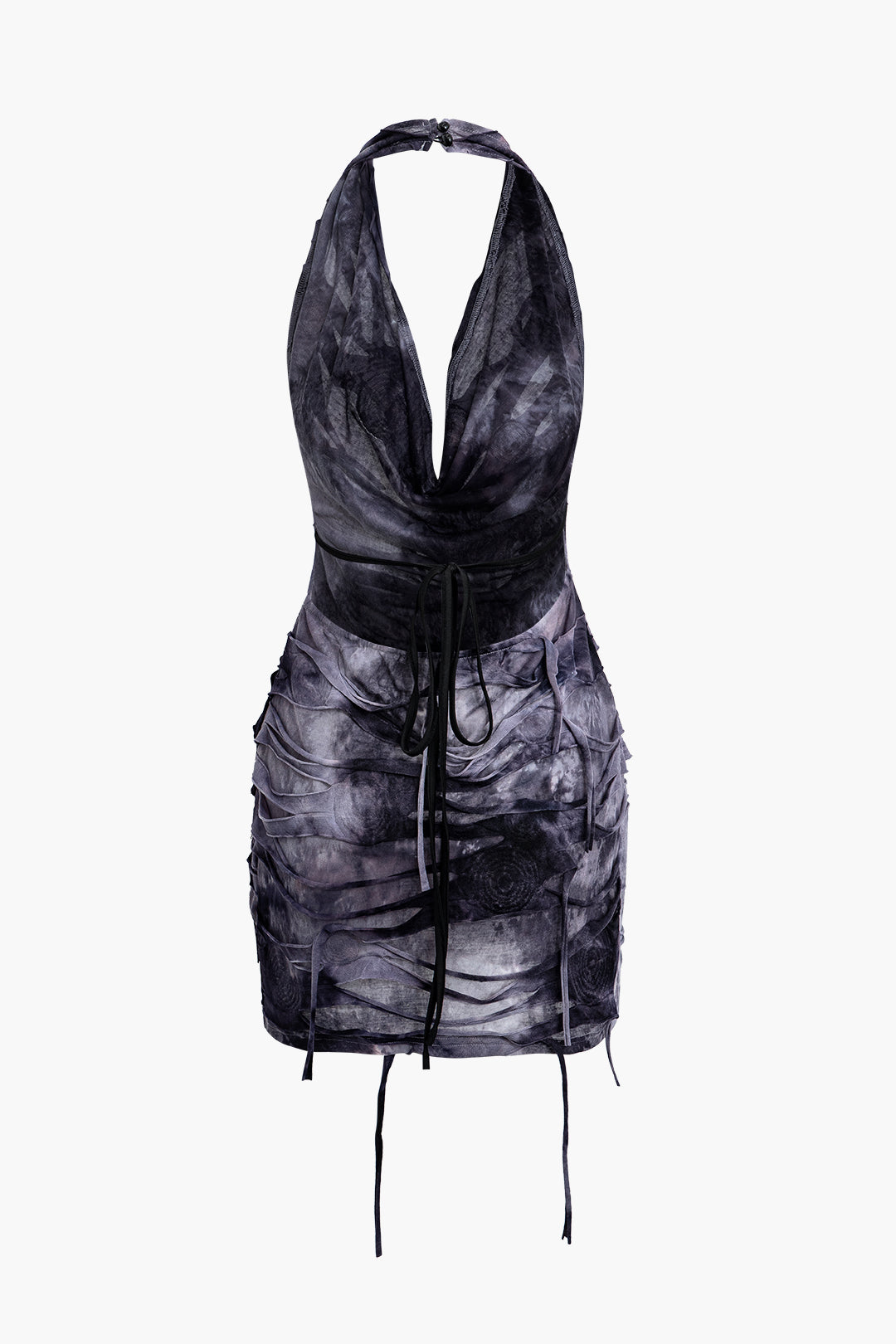 Halter Backless Distressed Mini Dress - Y2K Aesthetic Grunge Style for Trendy Outfits Halter Backless Distressed Mini Dress - Y2K Aesthetic Grunge Style for Trendy Outfits