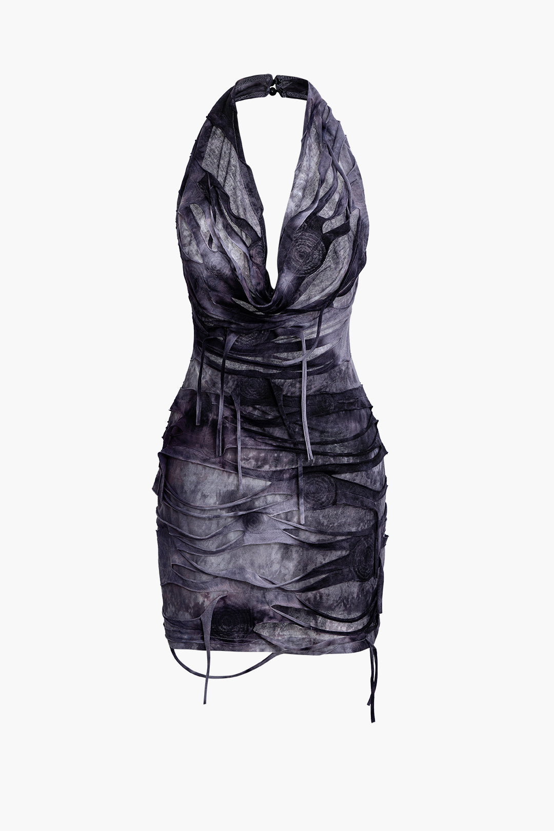 Halter Backless Distressed Mini Dress - Y2K Aesthetic Grunge Style for Trendy Outfits Halter Backless Distressed Mini Dress - Y2K Aesthetic Grunge Style for Trendy Outfits