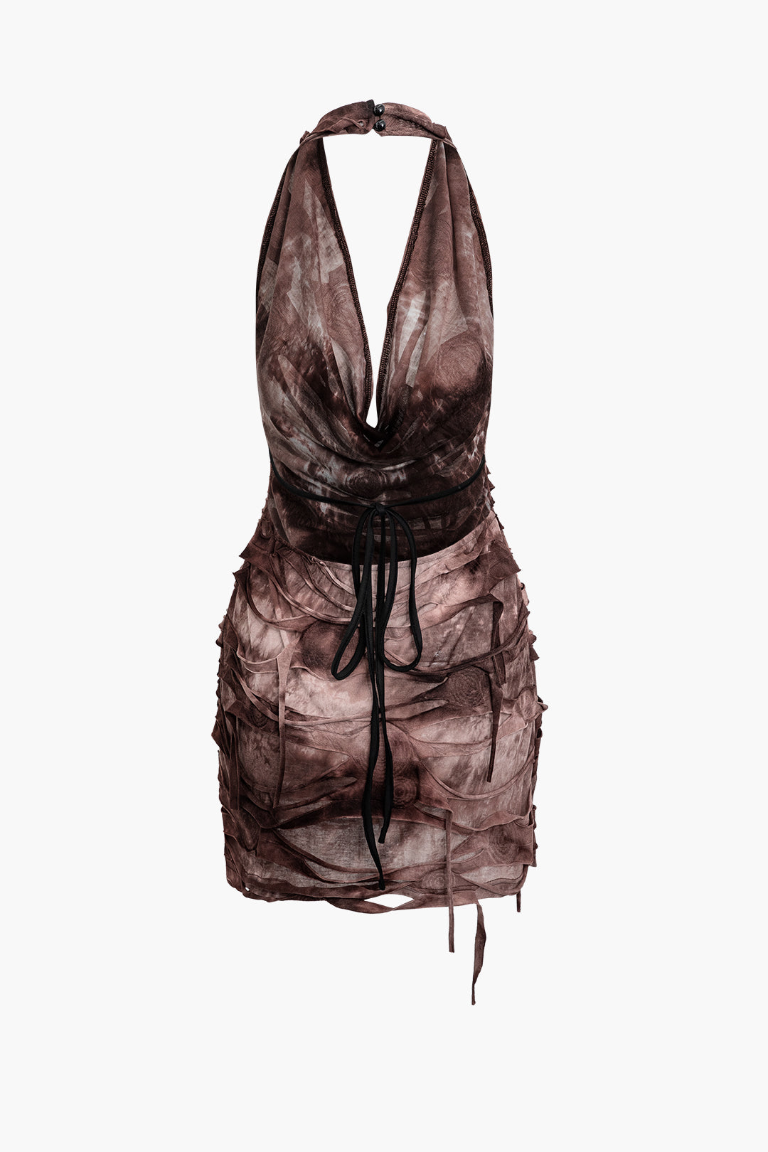 Halter Backless Distressed Mini Dress - Y2K Aesthetic Grunge Style for Trendy Outfits Halter Backless Distressed Mini Dress - Y2K Aesthetic Grunge Style for Trendy Outfits