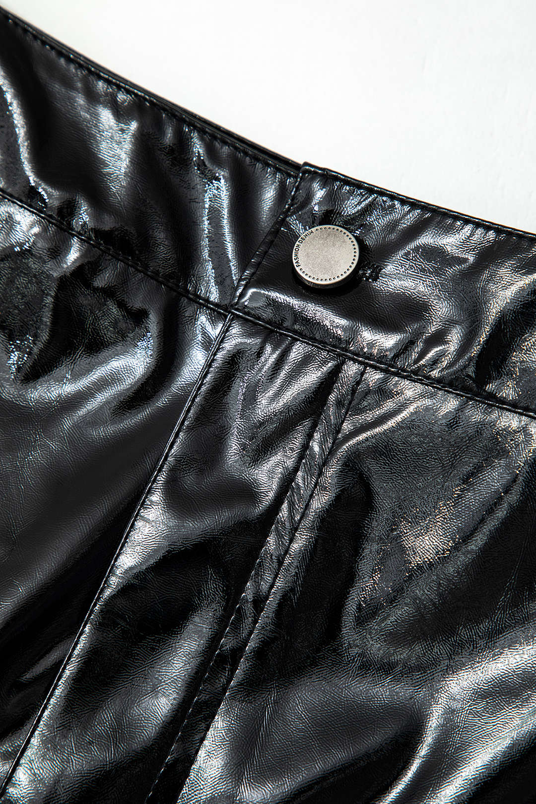 High Waist Y2K Faux Patent Leather Mini Skirt for Edgy Grunge and Coquette Aesthetic High Waist Y2K Faux Patent Leather Mini Skirt for Edgy Grunge and Coquette Aesthetic