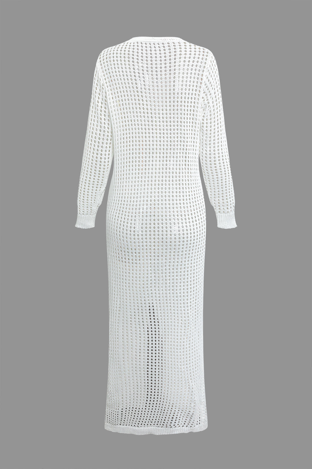 Hollow Out Button-Up V-Neck Slit Long Sleeve Cover-Up for Y2K Fashion Aesthetic Hollow Out Button-Up V-Neck Slit Long Sleeve Cover-Up for Y2K Fashion Aesthetic