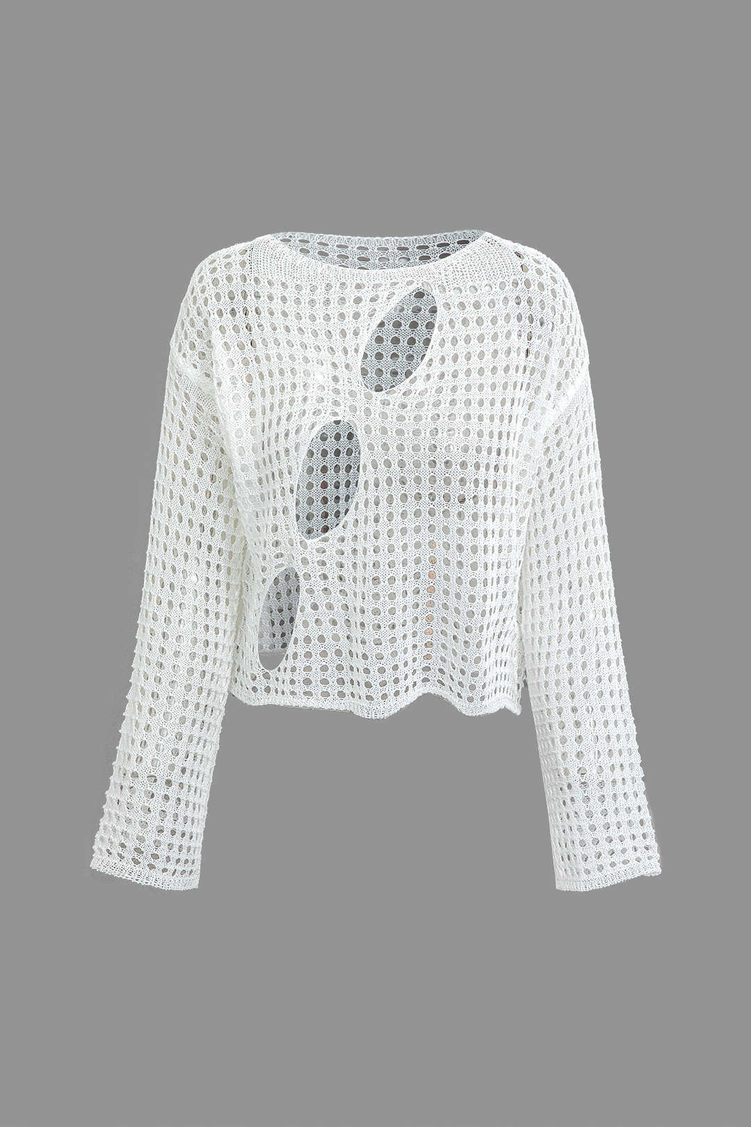 Hollow Out Cut Out Long Sleeve Knit Top - Y2K Fashion Aesthetic Cover-Up for Trendy Looks