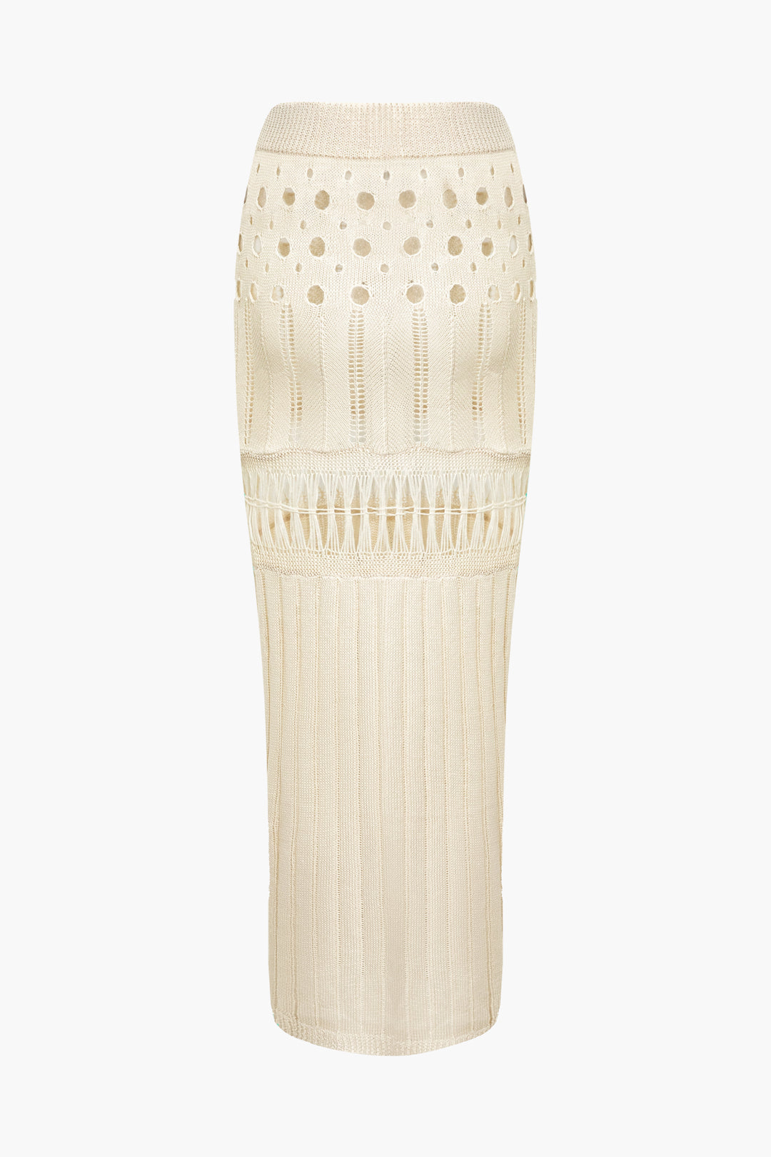 Hollow Out Knit Crop Cami Top & Maxi Skirt Set for Y2K Fashion and Coquette Aesthetic Hollow Out Knit Crop Cami Top & Maxi Skirt Set for Y2K Fashion and Coquette Aesthetic