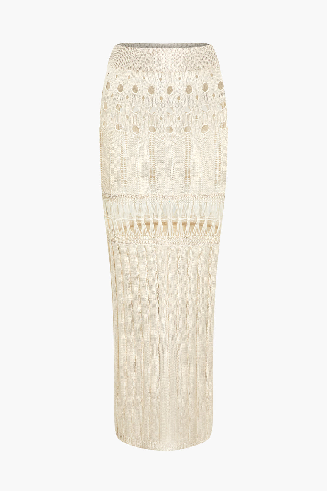 Hollow Out Knit Crop Cami Top & Maxi Skirt Set for Y2K Fashion and Coquette Aesthetic Hollow Out Knit Crop Cami Top & Maxi Skirt Set for Y2K Fashion and Coquette Aesthetic