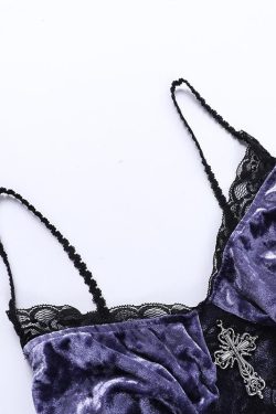 Irregular V-Neck Contrast Midi Dress with Velvet Lace Hem for Y2K Coquette Aesthetic