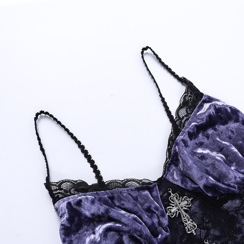 Irregular V-Neck Contrast Midi Dress with Velvet Lace Hem for Y2K Coquette Aesthetic Irregular V-Neck Contrast Midi Dress with Velvet Lace Hem for Y2K Coquette Aesthetic