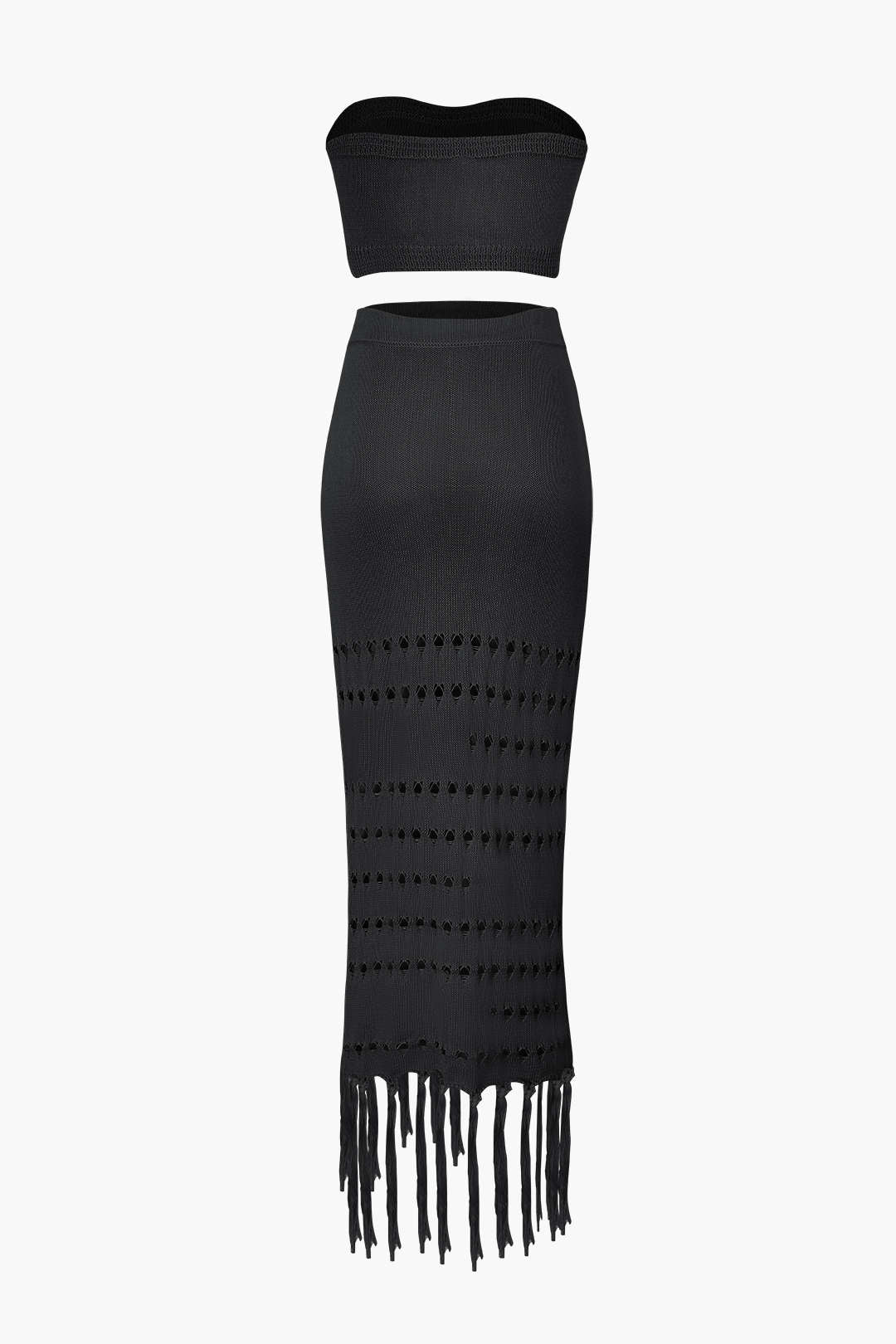 Knit Tube Top & Tassel Hem Skirt Set - Y2K Aesthetic Coquette Style Outfit Knit Tube Top & Tassel Hem Skirt Set - Y2K Aesthetic Coquette Style Outfit