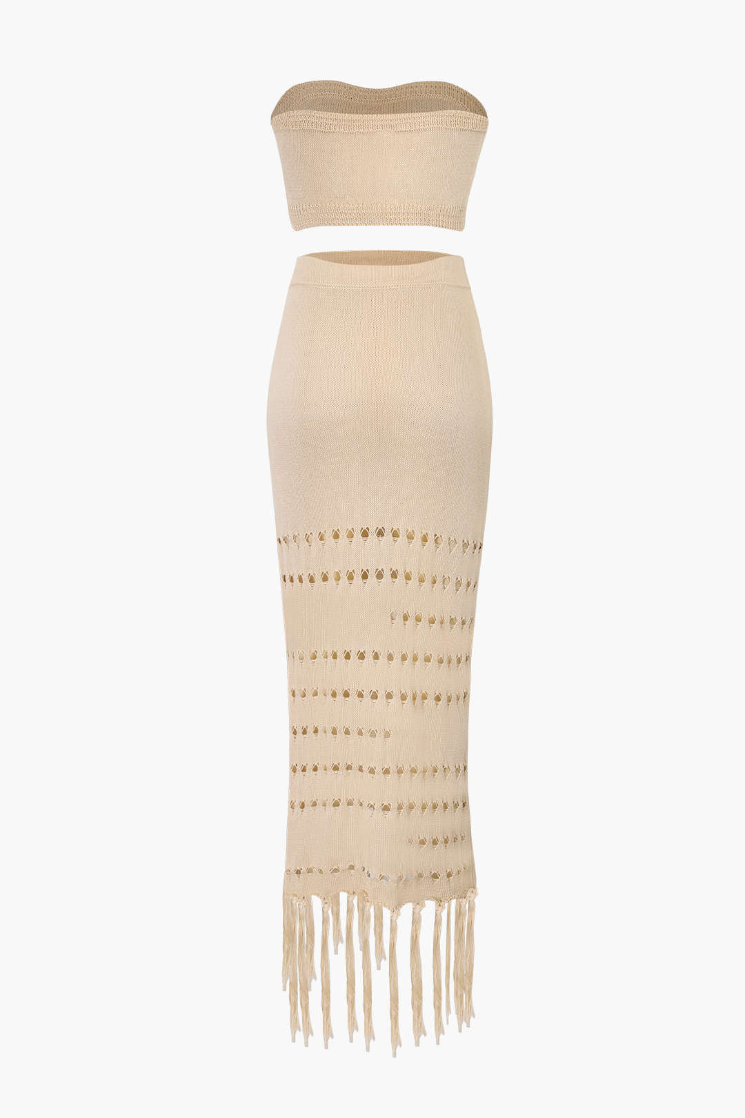 Knit Tube Top & Tassel Hem Skirt Set - Y2K Aesthetic Coquette Style Outfit Knit Tube Top & Tassel Hem Skirt Set - Y2K Aesthetic Coquette Style Outfit