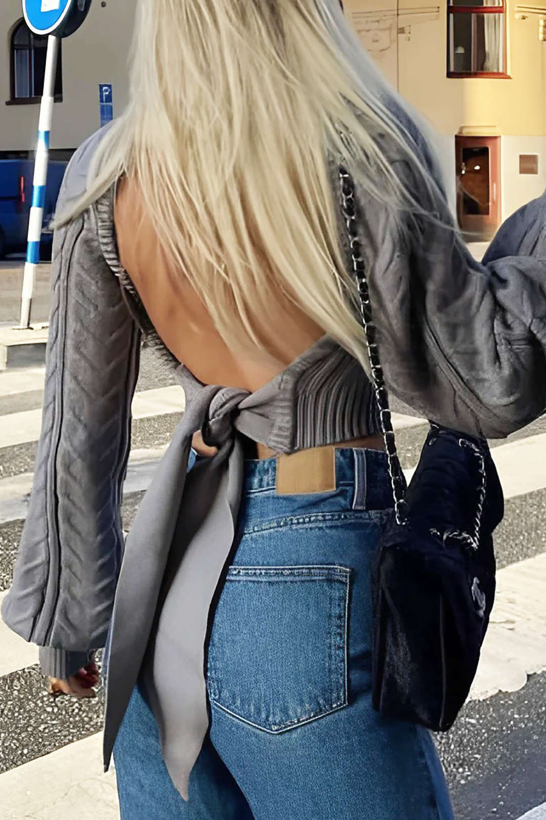 Knot Backless Long Sleeve Knit Crop Top - Y2K Aesthetic Cute Top for Trendy Outfits