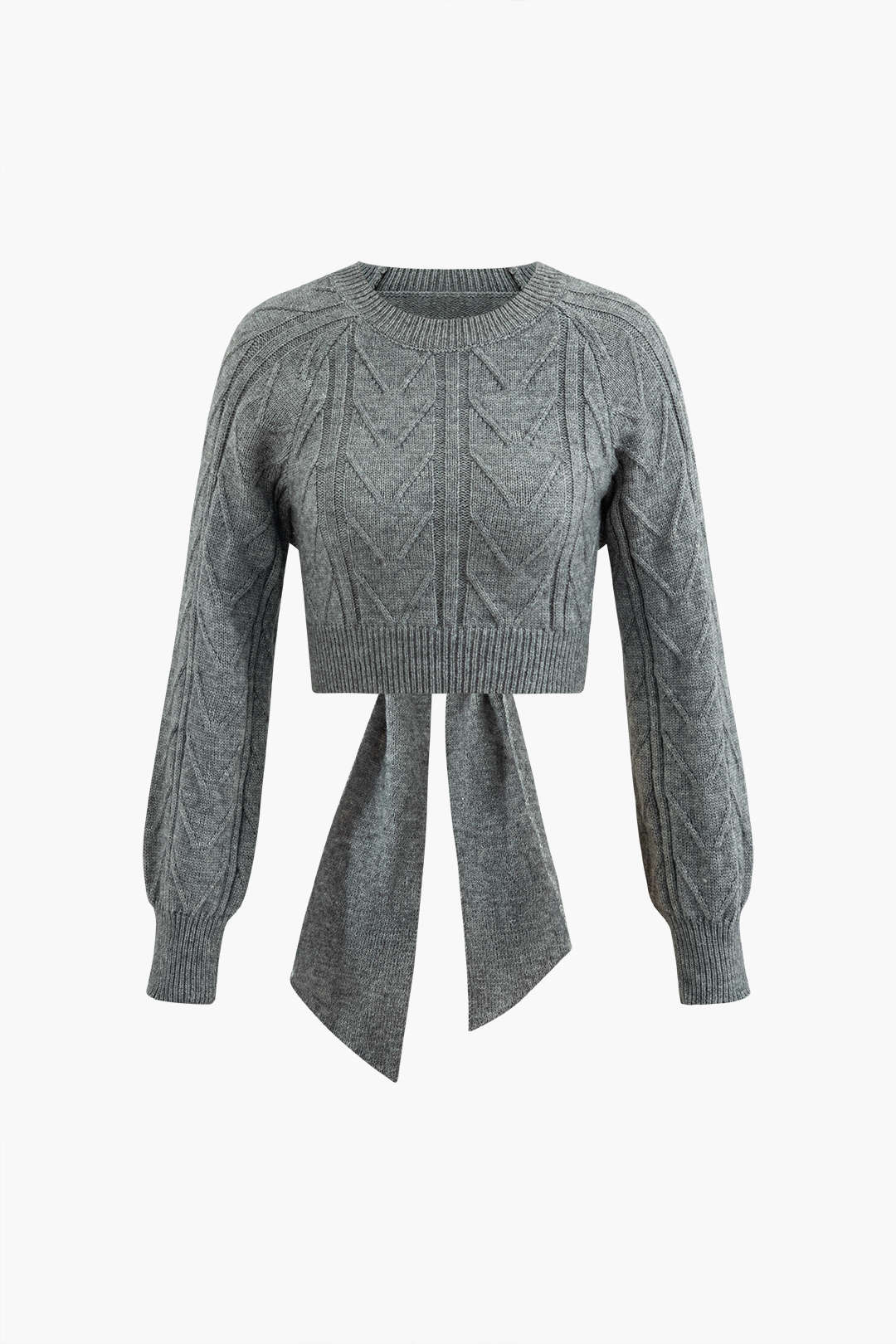 Knot Backless Long Sleeve Knit Crop Top - Y2K Aesthetic Cute Top for Trendy Outfits