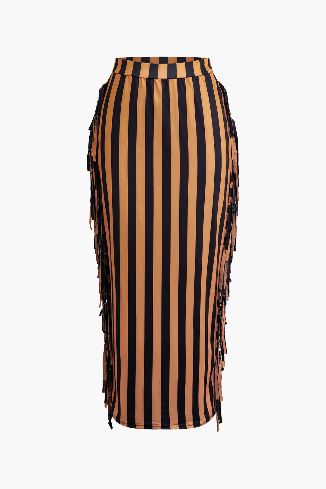 Knotted V-Neck Long Sleeve Top with Stripe Tassel Maxi Skirt Set for Y2K Aesthetic Outfits Knotted V-Neck Long Sleeve Top with Stripe Tassel Maxi Skirt Set for Y2K Aesthetic Outfits