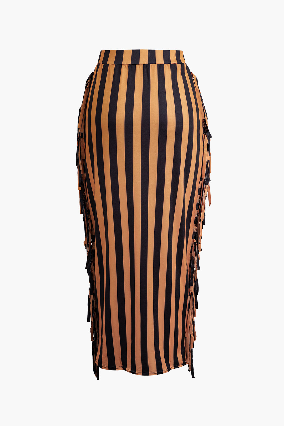 Knotted V-Neck Long Sleeve Top with Stripe Tassel Maxi Skirt Set for Y2K Aesthetic Outfits Knotted V-Neck Long Sleeve Top with Stripe Tassel Maxi Skirt Set for Y2K Aesthetic Outfits