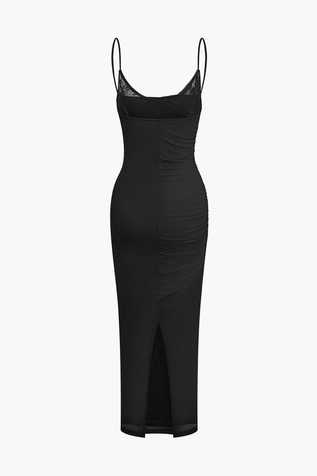 Lace Mesh Ruched Slit Maxi Dress for Y2K Aesthetic and Coquette Style Fashion Lace Mesh Ruched Slit Maxi Dress for Y2K Aesthetic and Coquette Style Fashion