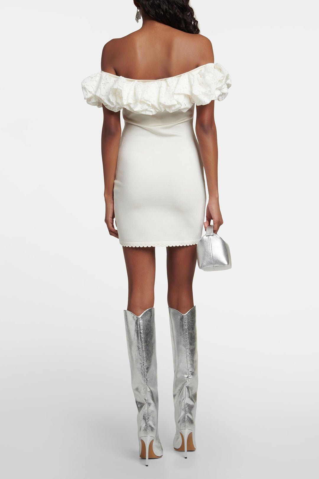 Lace Ruffle Neckline One Shoulder Mini Dress - Y2K Aesthetic Cute Dress for Stylish Outfits Lace Ruffle Neckline One Shoulder Mini Dress - Y2K Aesthetic Cute Dress for Stylish Outfits