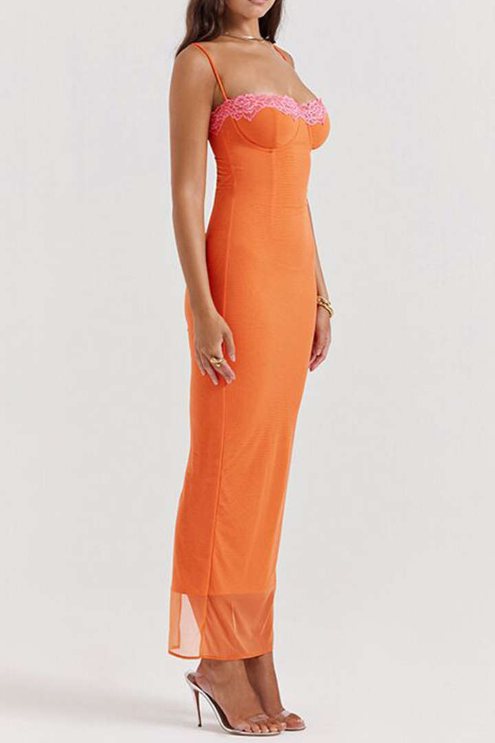 Lace Trim Cami Midi Dress - Y2K Aesthetic Slip Dress for Coquette and Grunge Styles Lace Trim Cami Midi Dress - Y2K Aesthetic Slip Dress for Coquette and Grunge Styles