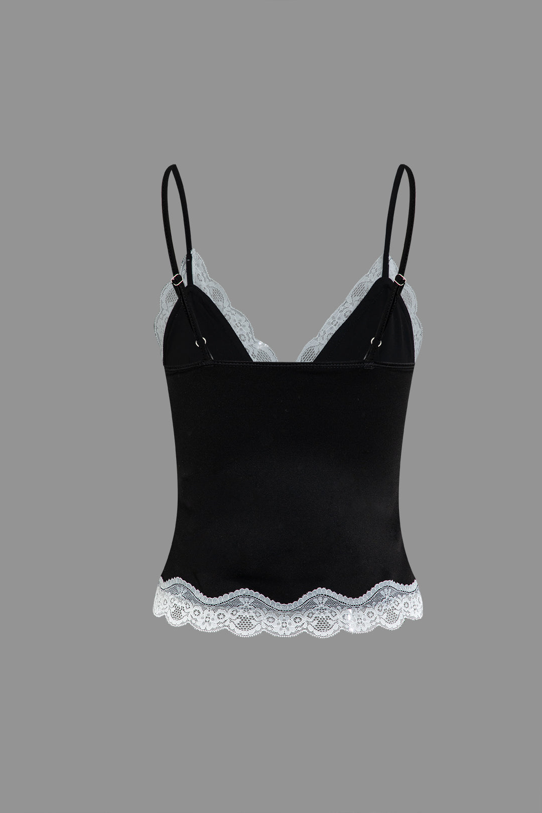 Lace Trim V-Neck Cami Top - Y2K Aesthetic Cute Top for Coquette and Grunge Styles Lace Trim V-Neck Cami Top - Y2K Aesthetic Cute Top for Coquette and Grunge Styles