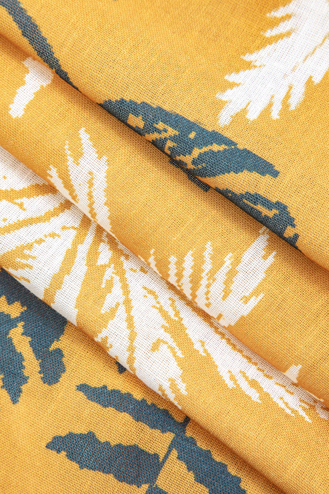 Leaves Print V-neck Backless Maxi Dress with Rope Tie - Y2K Aesthetic Summer Style Leaves Print V-neck Backless Maxi Dress with Rope Tie - Y2K Aesthetic Summer Style