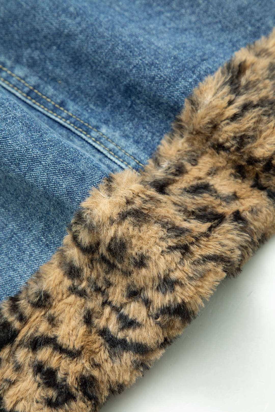 Leopard Print Faux Fur Trim Denim Mini Skirt - Y2K Aesthetic Fashion Statement Leopard Print Faux Fur Trim Denim Mini Skirt - Y2K Aesthetic Fashion Statement