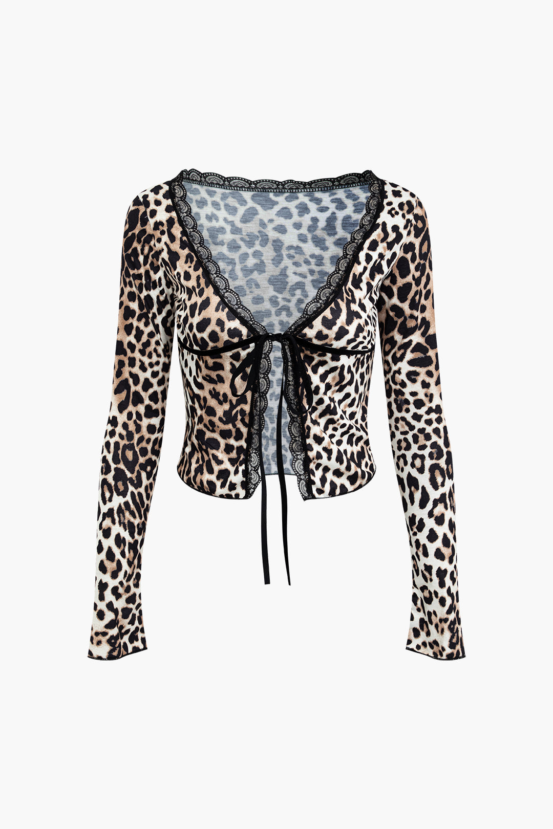 Leopard Print V-Neck Tie Top - Y2K Fashion Statement for Aesthetic Outfits Leopard Print V-Neck Tie Top - Y2K Fashion Statement for Aesthetic Outfits