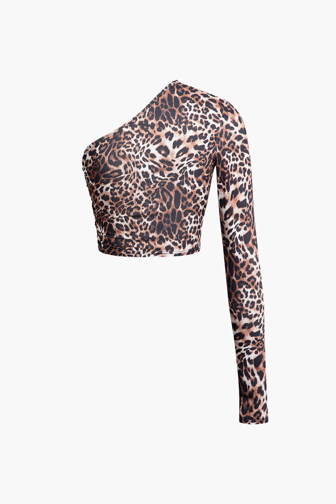 Leopard Print Y2K One Shoulder Crop Top and Ruched Slit Skirt Set for Aesthetic Outfits Leopard Print Y2K One Shoulder Crop Top and Ruched Slit Skirt Set for Aesthetic Outfits