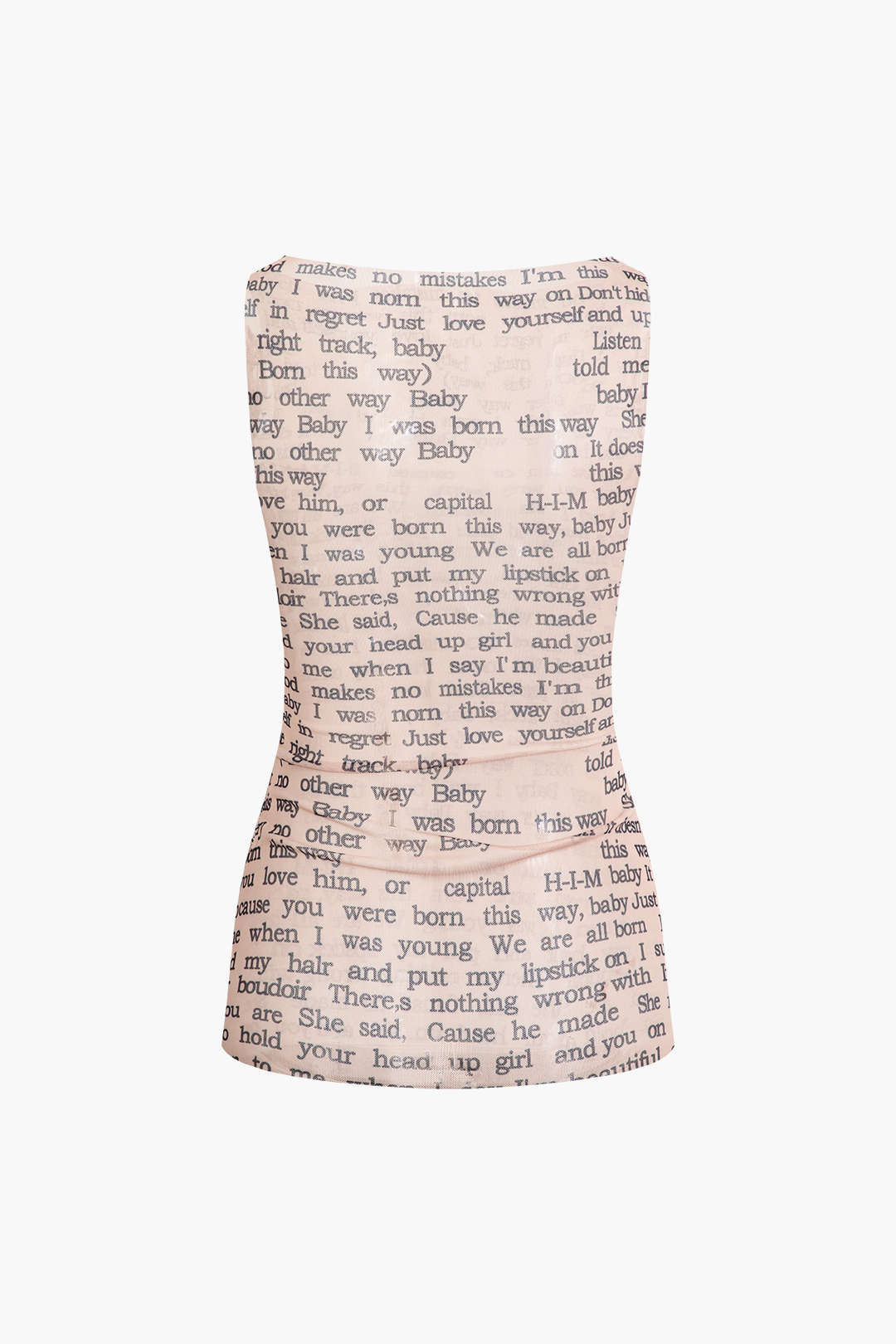 Letter Print Boat Neck Mesh Tank Top with Sleeves - Y2K Aesthetic Cute Top for Stylish Outfits Letter Print Boat Neck Mesh Tank Top with Sleeves - Y2K Aesthetic Cute Top for Stylish Outfits