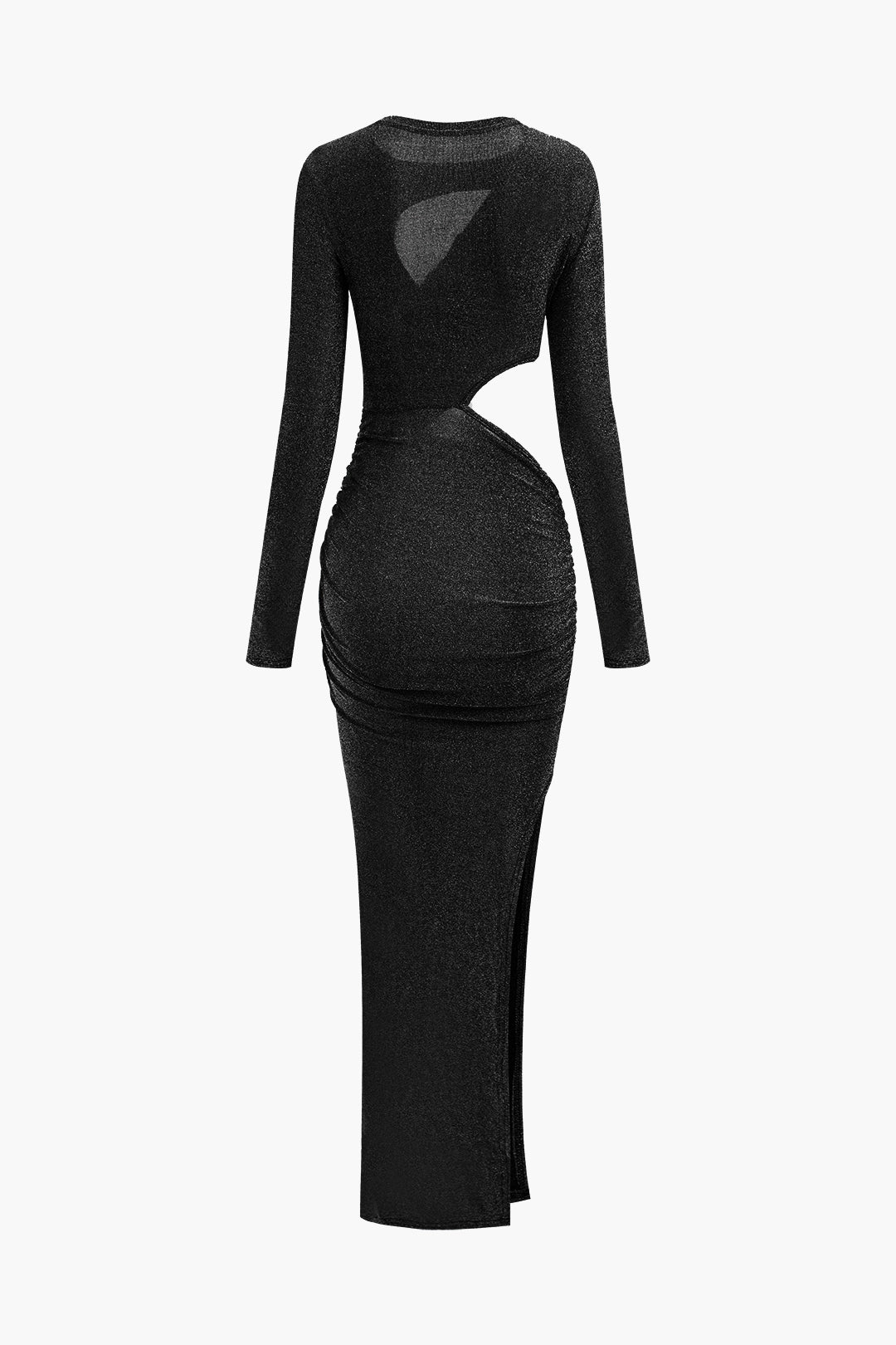 Lurex Asymmetric Cut-Out Long Sleeve Maxi Dress for Y2K Fashion & Coquette Aesthetic Lurex Asymmetric Cut-Out Long Sleeve Maxi Dress for Y2K Fashion & Coquette Aesthetic