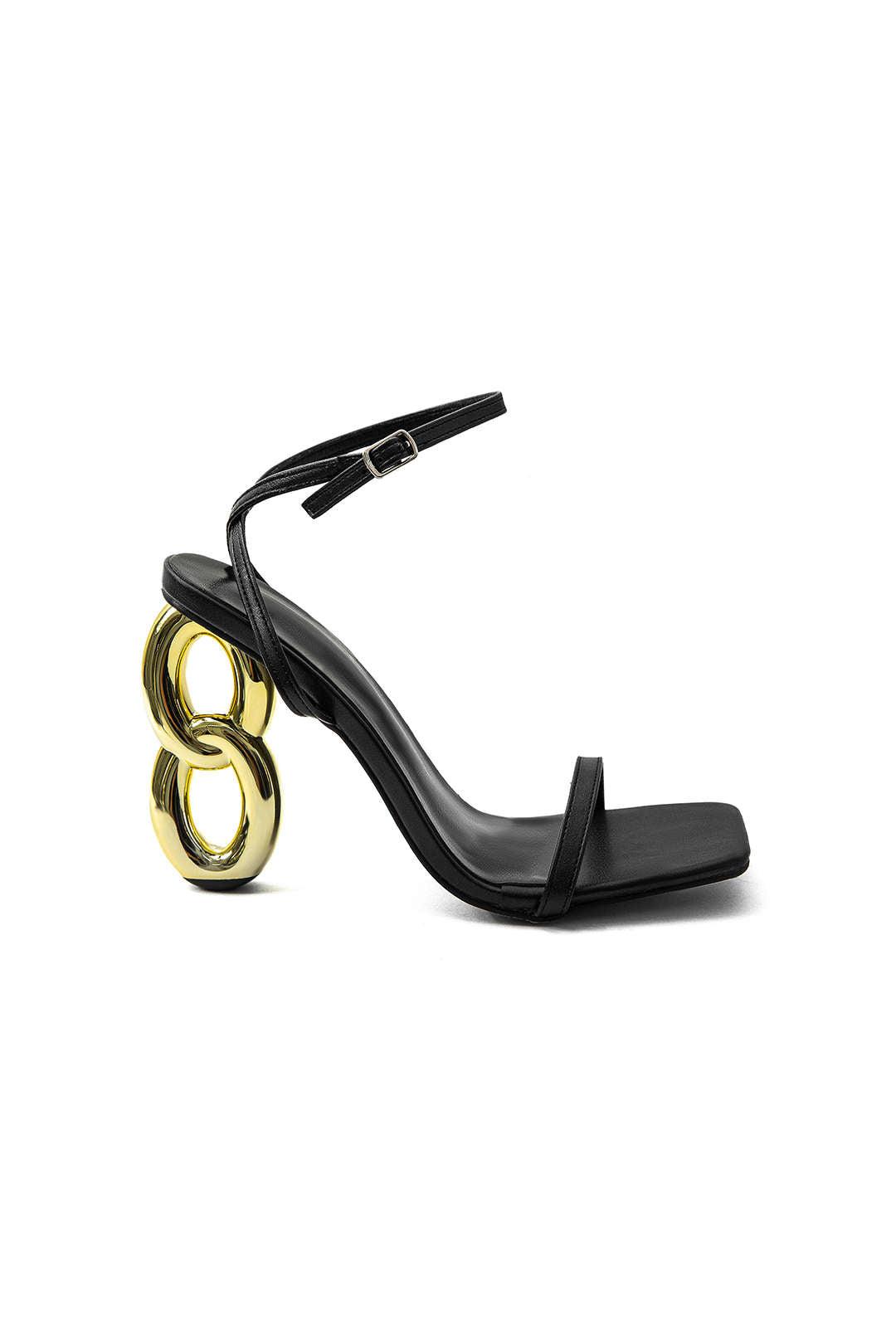 Metal Chain Heel Detail Square-Toe Sandals for Y2K Fashion and Coquette Aesthetic Styles Metal Chain Heel Detail Square-Toe Sandals for Y2K Fashion and Coquette Aesthetic Styles