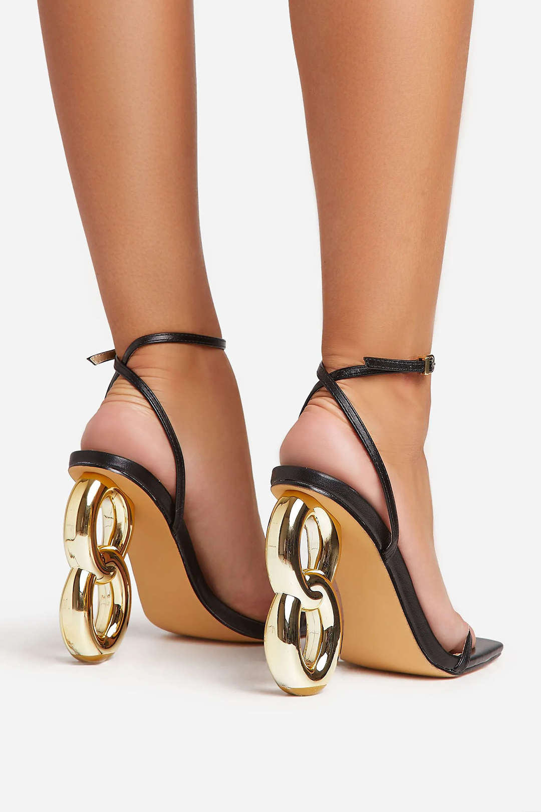 Metal Chain Heel Detail Square-Toe Sandals for Y2K Fashion and Coquette Aesthetic Styles Metal Chain Heel Detail Square-Toe Sandals for Y2K Fashion and Coquette Aesthetic Styles