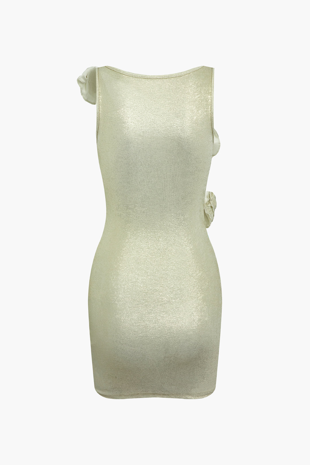 Metallic 3D Flower Cut-Out Sleeveless Mini Dress for Y2K Aesthetic and Coquette Style Metallic 3D Flower Cut-Out Sleeveless Mini Dress for Y2K Aesthetic and Coquette Style