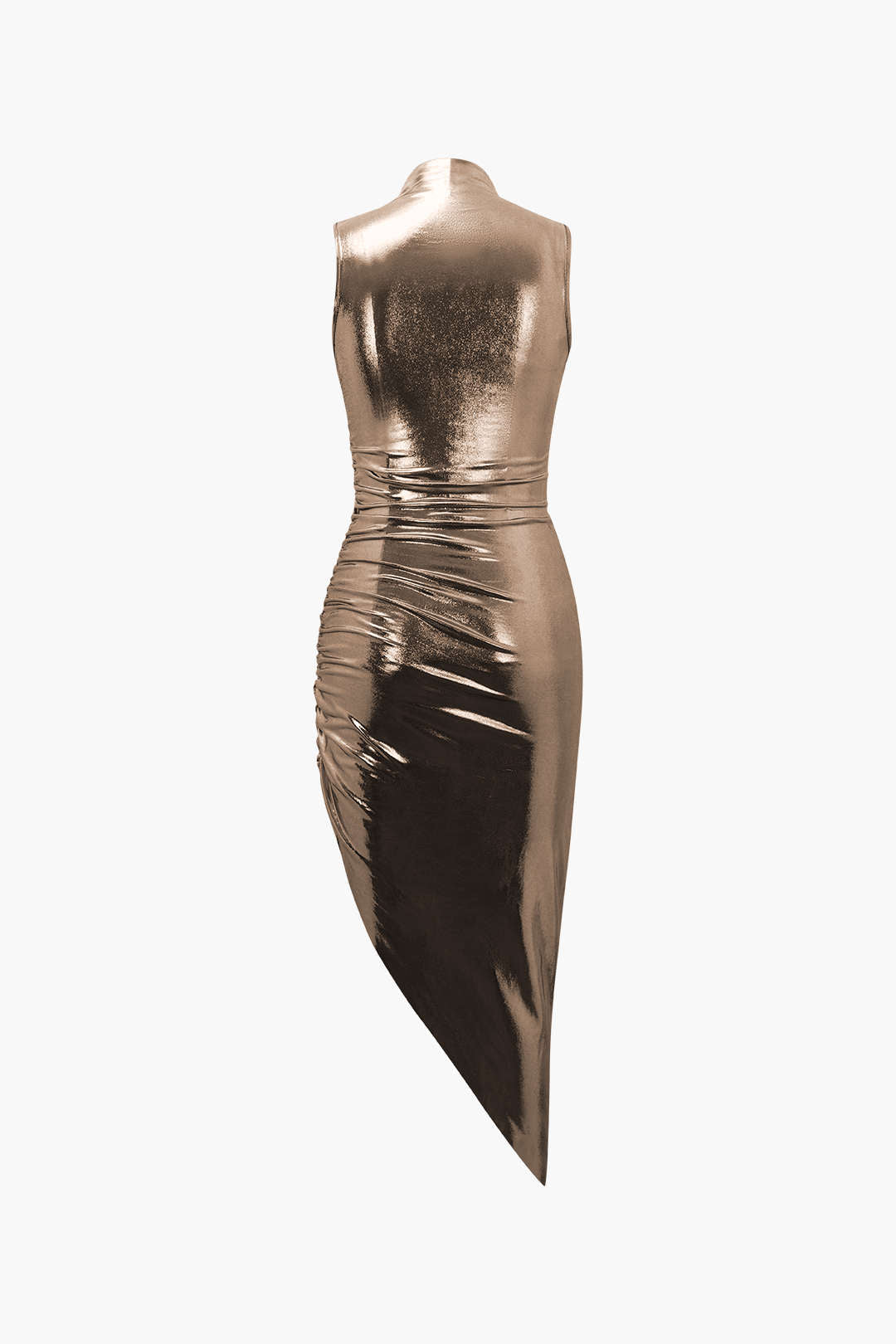 Metallic Asymmetric Hem Sleeveless Midi Dress for Y2K Aesthetic and Coquette Style Metallic Asymmetric Hem Sleeveless Midi Dress for Y2K Aesthetic and Coquette Style
