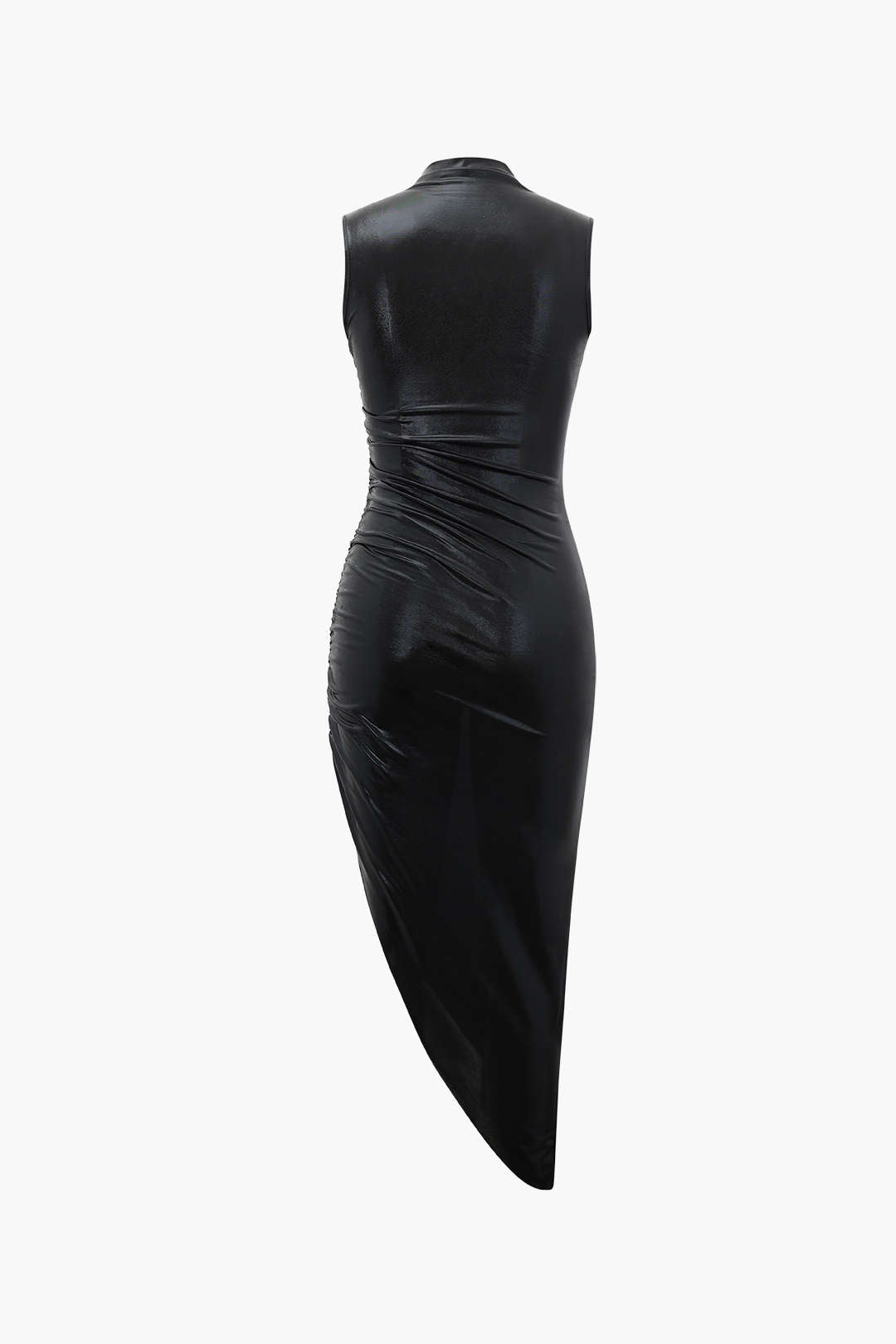 Metallic Asymmetric Hem Sleeveless Midi Dress for Y2K Aesthetic and Coquette Style Metallic Asymmetric Hem Sleeveless Midi Dress for Y2K Aesthetic and Coquette Style