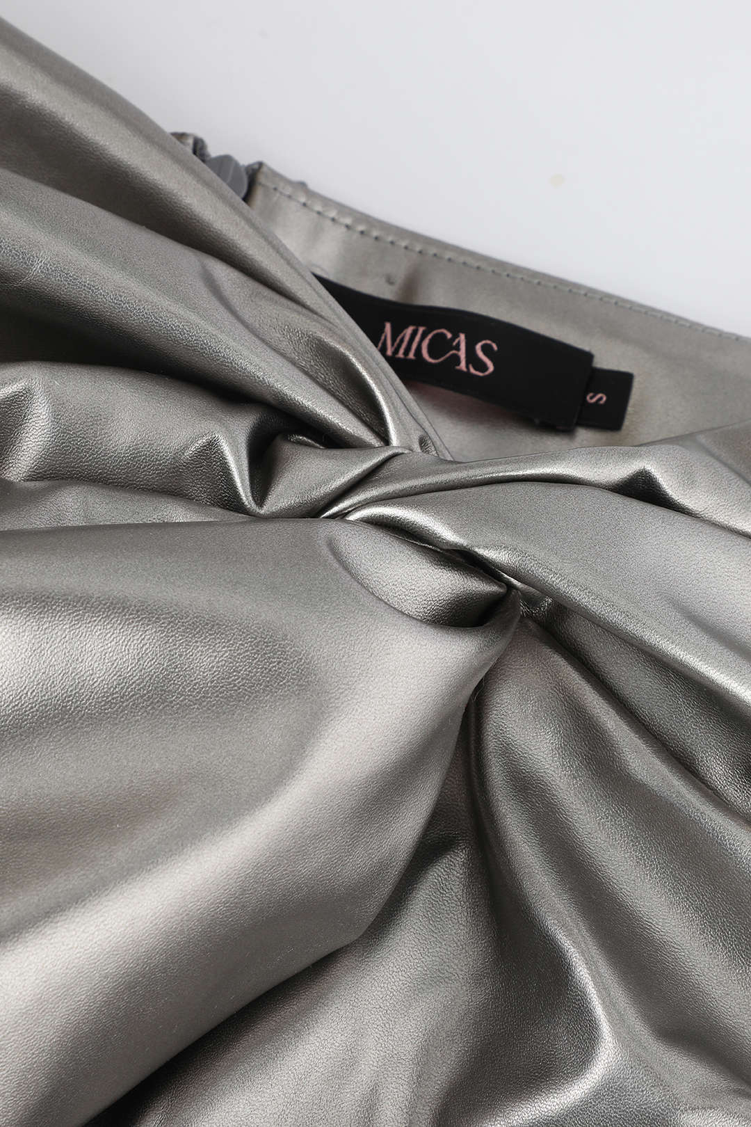 Metallic Faux Leather Knotted Mini Skirt for Y2K Aesthetic and Grunge Style Outfits Metallic Faux Leather Knotted Mini Skirt for Y2K Aesthetic and Grunge Style Outfits