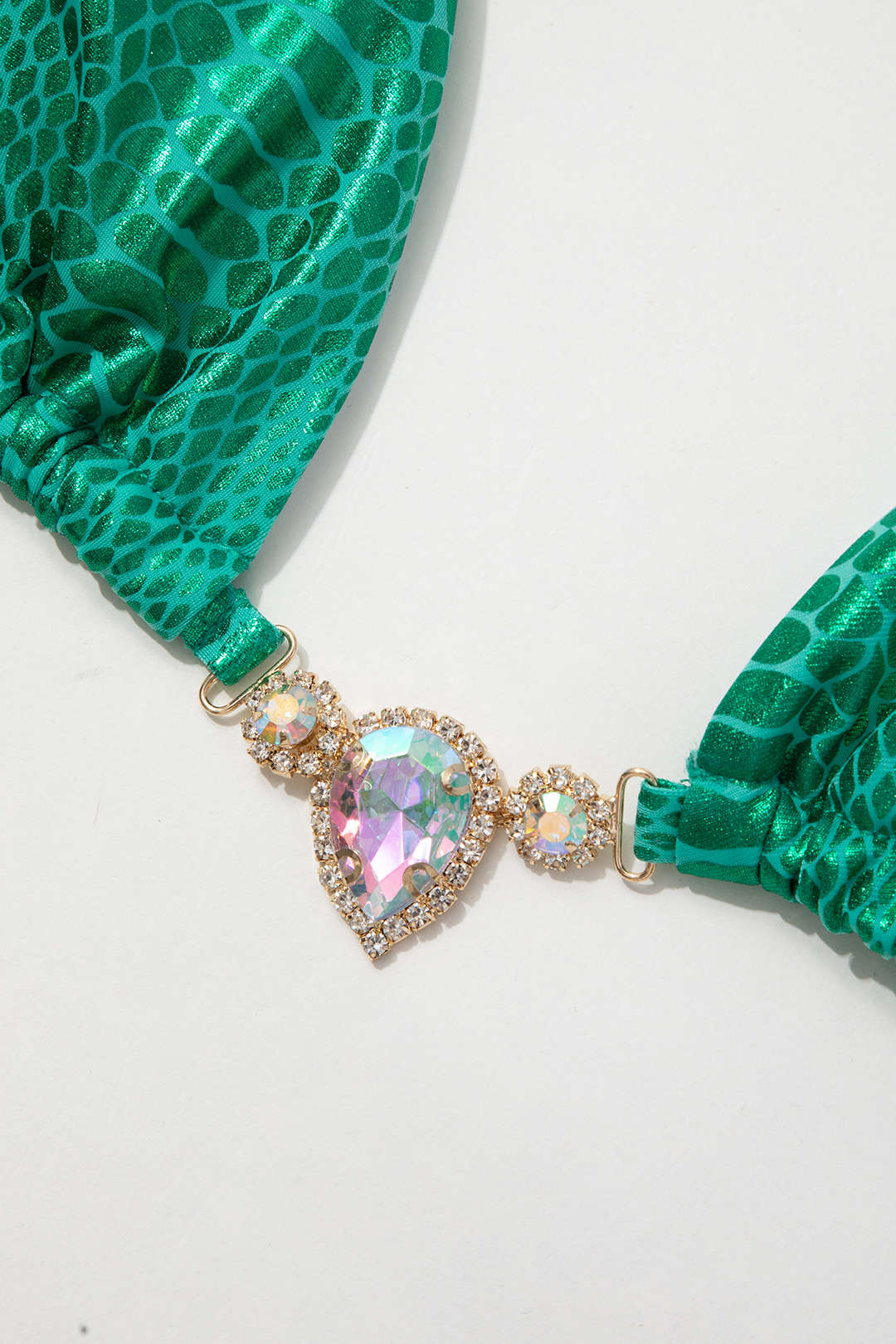 Metallic Halter Crystal Tie-Side Bikini Swimsuit for Y2K Aesthetic Beach Vibes Metallic Halter Crystal Tie-Side Bikini Swimsuit for Y2K Aesthetic Beach Vibes