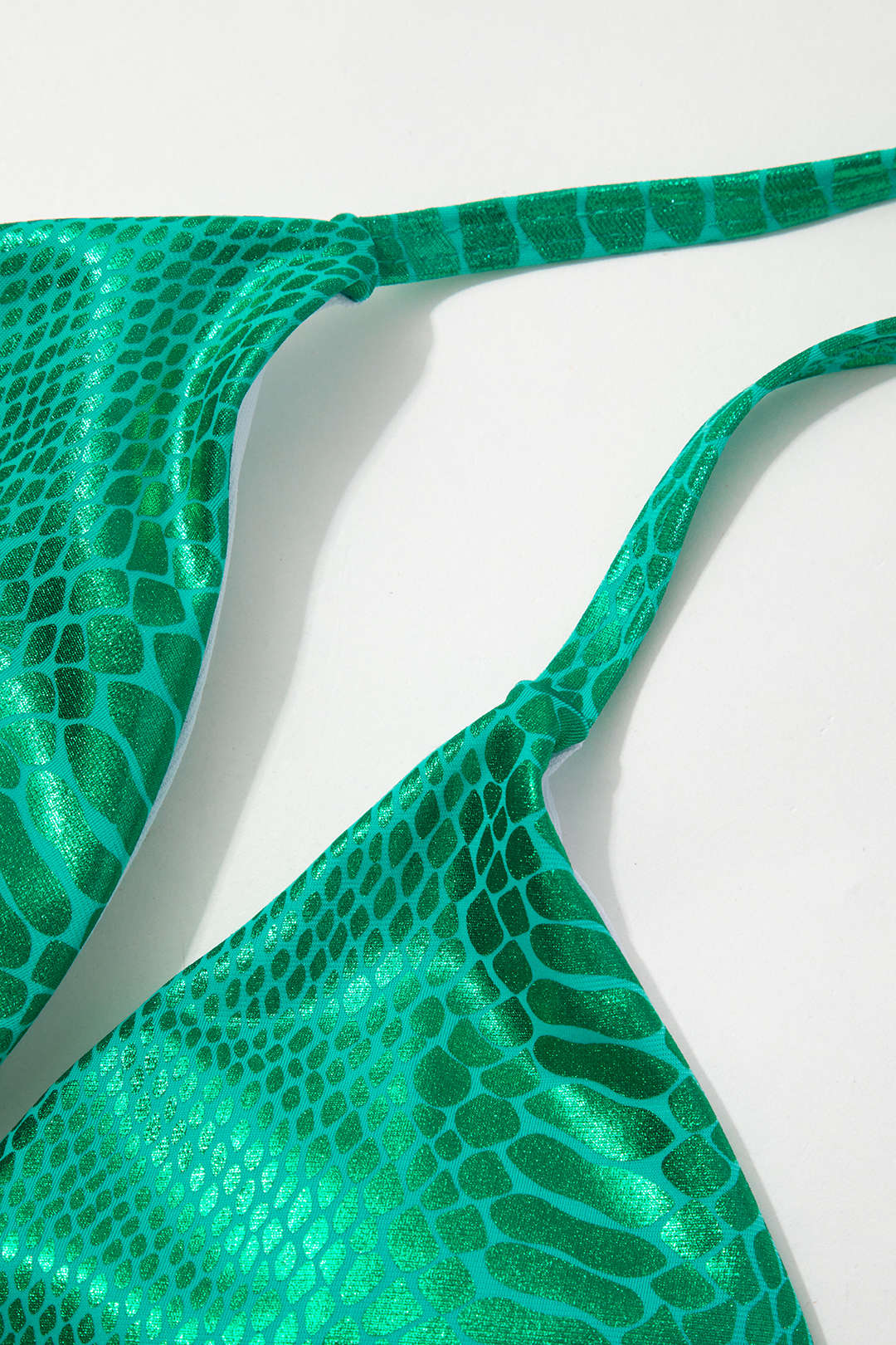 Metallic Halter Crystal Tie-Side Bikini Swimsuit for Y2K Aesthetic Beach Vibes Metallic Halter Crystal Tie-Side Bikini Swimsuit for Y2K Aesthetic Beach Vibes