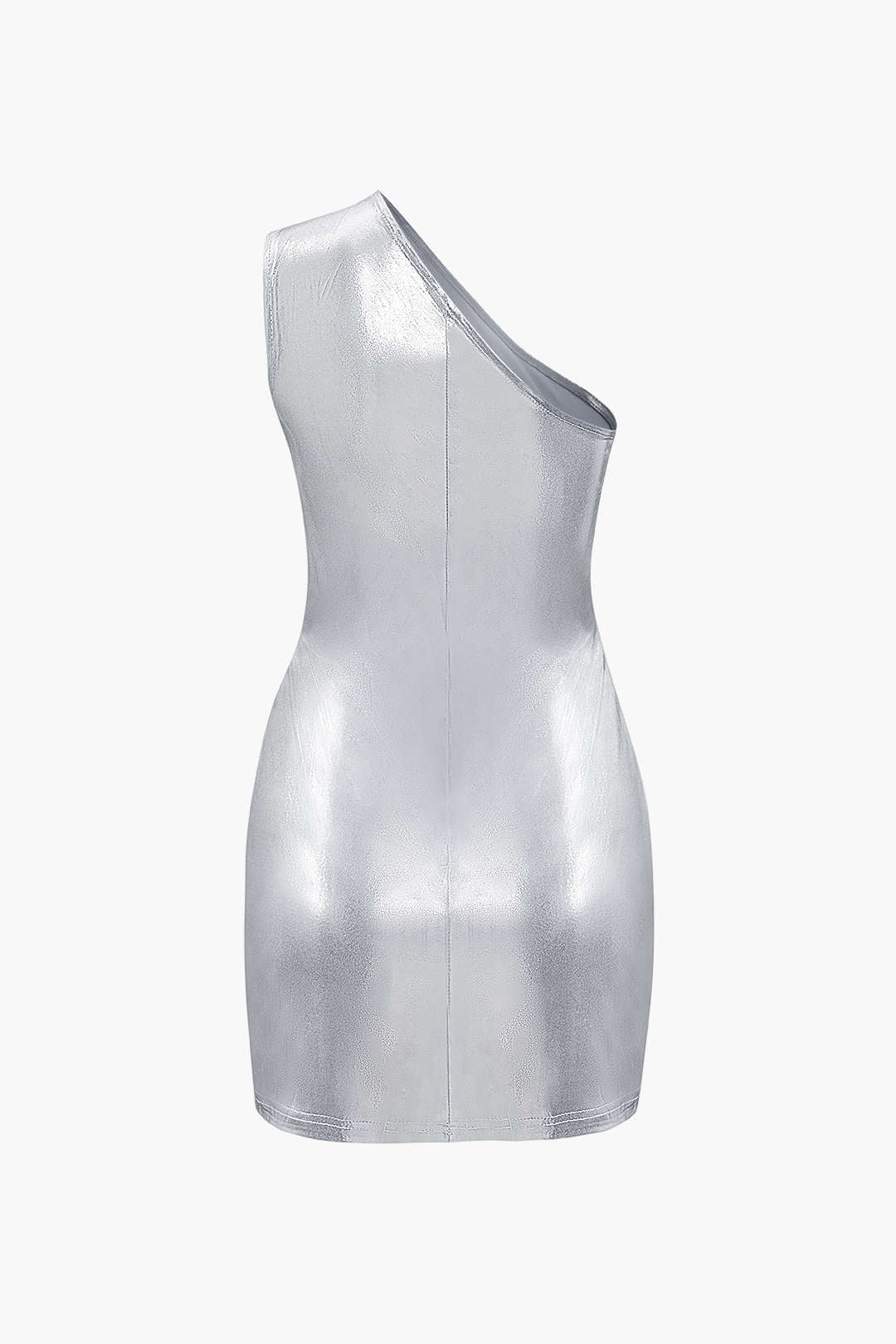 Metallic One Shoulder Mini Dress - Y2K Aesthetic Party Dress for Trendy Nights Out Metallic One Shoulder Mini Dress - Y2K Aesthetic Party Dress for Trendy Nights Out