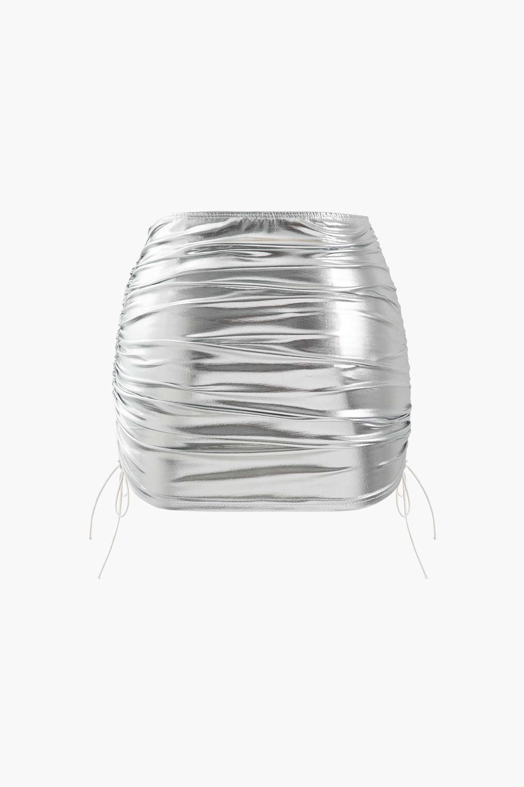 Metallic One Shoulder Tank Top & Ruched Mini Skirt Set for Y2K Aesthetic Outfits Metallic One Shoulder Tank Top & Ruched Mini Skirt Set for Y2K Aesthetic Outfits