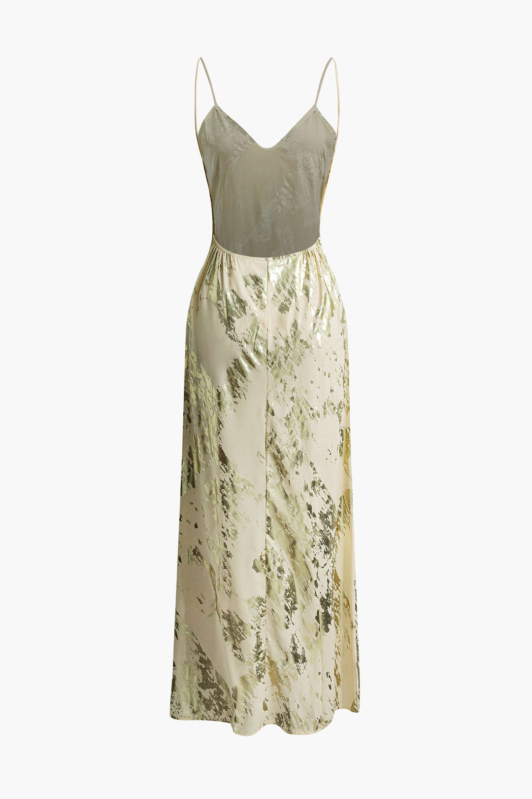 Metallic Print V-neck Backless Slip Maxi Dress for Y2K Aesthetic and Coquette Style Metallic Print V-neck Backless Slip Maxi Dress for Y2K Aesthetic and Coquette Style