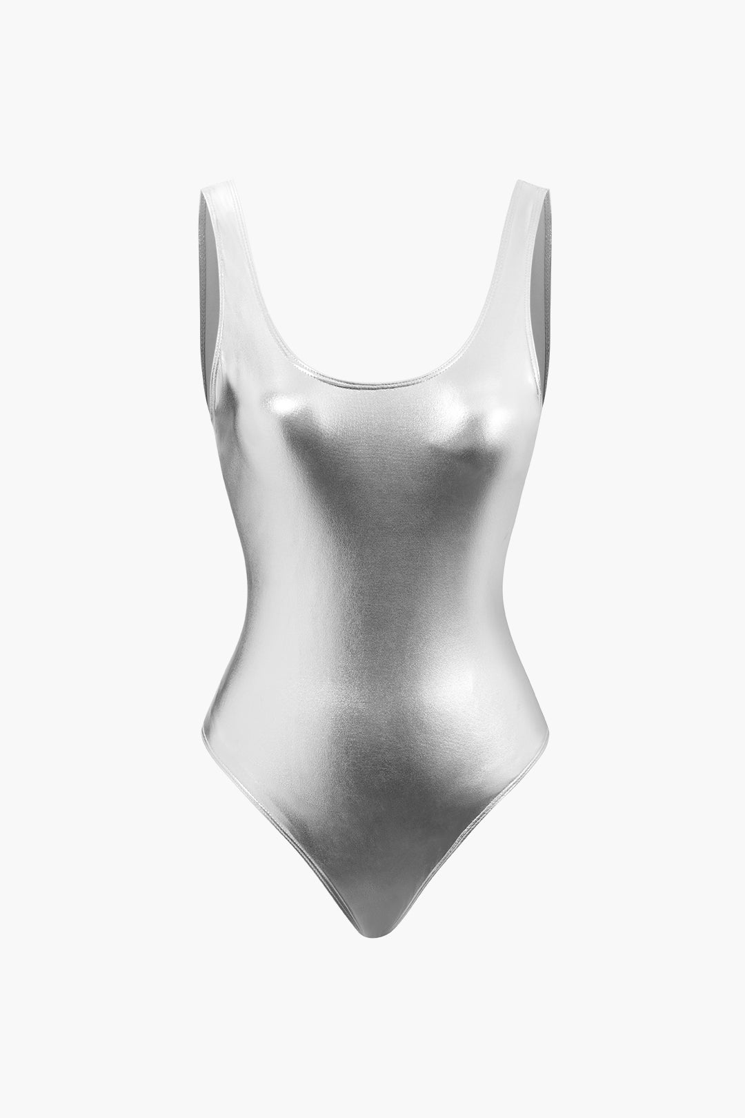 Metallic Round Neck Y2K One-Piece Swimsuit for Trendy Summer Aesthetic Metallic Round Neck Y2K One-Piece Swimsuit for Trendy Summer Aesthetic