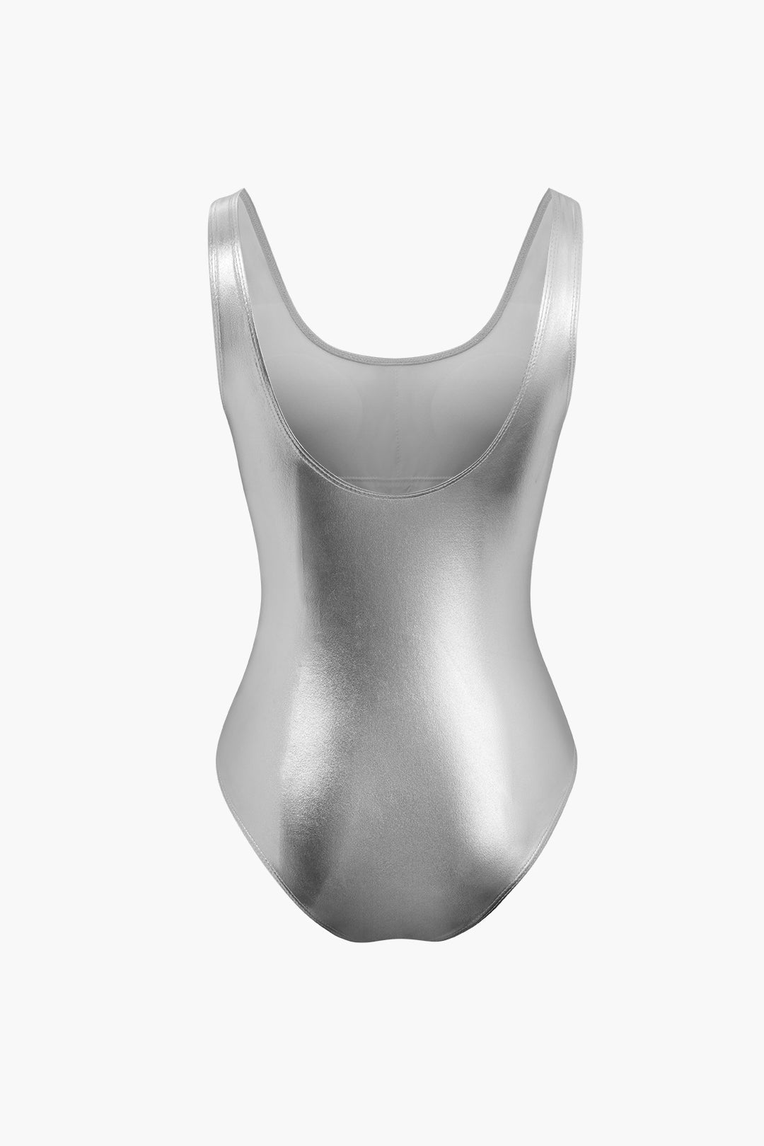 Metallic Round Neck Y2K One-Piece Swimsuit for Trendy Summer Aesthetic Metallic Round Neck Y2K One-Piece Swimsuit for Trendy Summer Aesthetic