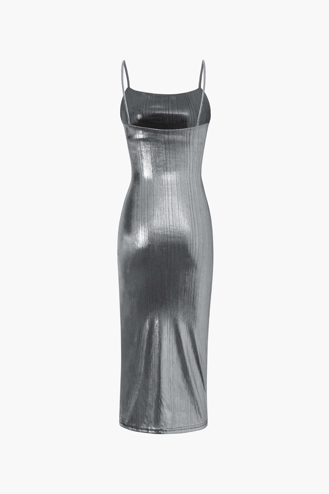 Metallic Ruched Slit Midi Dress for Y2K Aesthetic Nights and Chic Coquette Style Metallic Ruched Slit Midi Dress for Y2K Aesthetic Nights and Chic Coquette Style