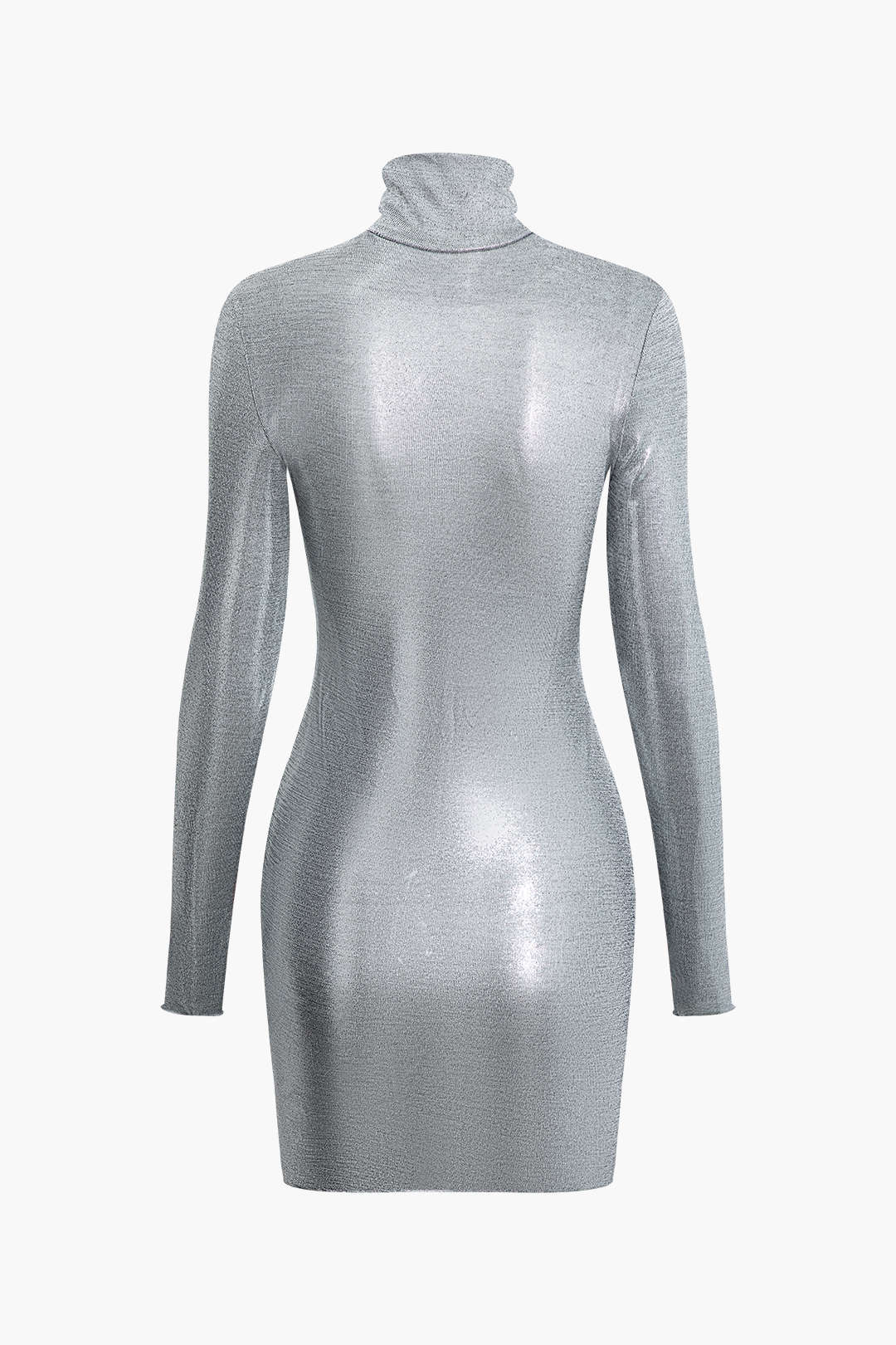 Metallic Turtleneck Bodycon Mini Dress - Y2K Fashion Statement for Chic Aesthetic Outfits Metallic Turtleneck Bodycon Mini Dress - Y2K Fashion Statement for Chic Aesthetic Outfits
