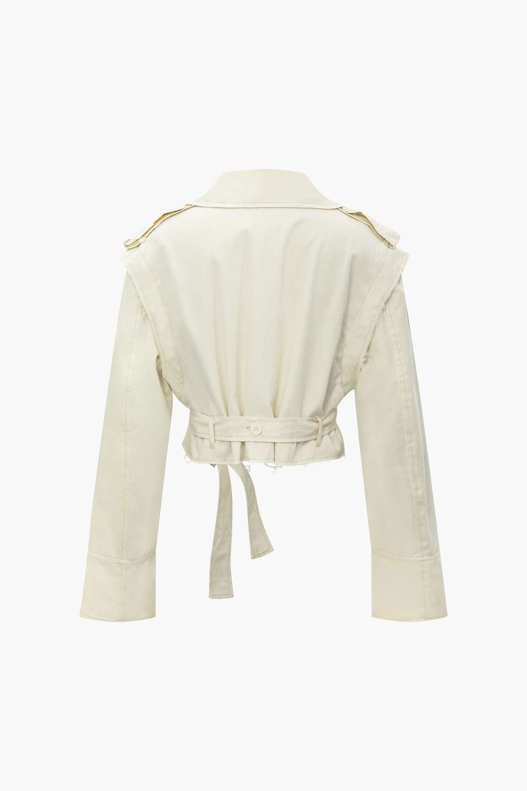 Notched Lapel Belted Jacket with Removable Sleeve - Y2K Aesthetic Outerwear for Stylish Looks Notched Lapel Belted Jacket with Removable Sleeve - Y2K Aesthetic Outerwear for Stylish Looks