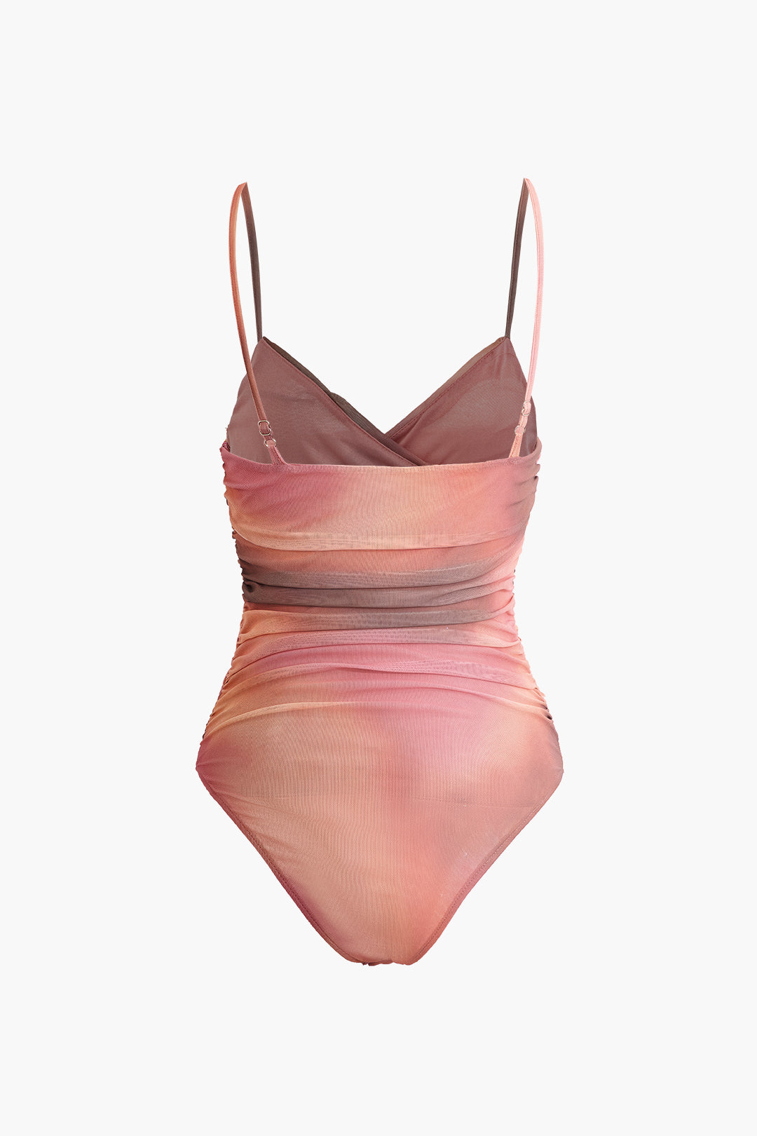 Ombre Cross Mesh V-Neck Cami Bodysuit for Y2K Aesthetic and Coquette Style Outfits