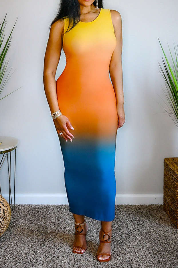 Ombre Cut Out Sleeveless Midi Dress - Y2K Aesthetic Fashion for Trendy Outfits Ombre Cut Out Sleeveless Midi Dress - Y2K Aesthetic Fashion for Trendy Outfits